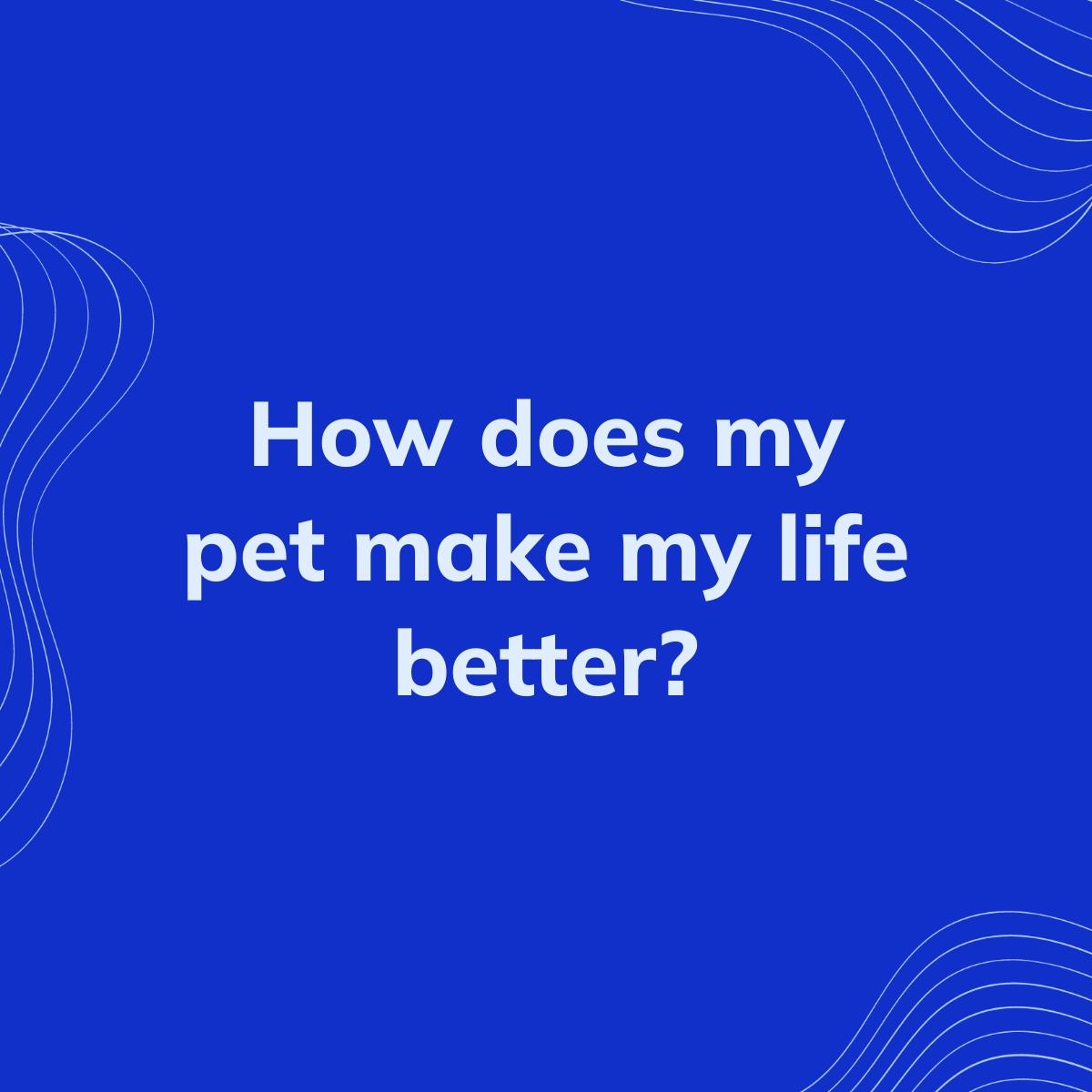 Journal Prompt: How does my pet make my life better?